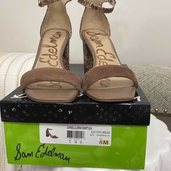 Sam Edelman Daniella Suede Snakeskin praline sandals - Picture 8 of 9